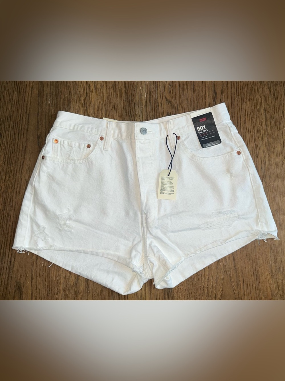 Levi's White High-Rise Denim Cutoff Shorts